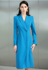 Blue Doublebreasted Coat Dress - FashionByTeresa